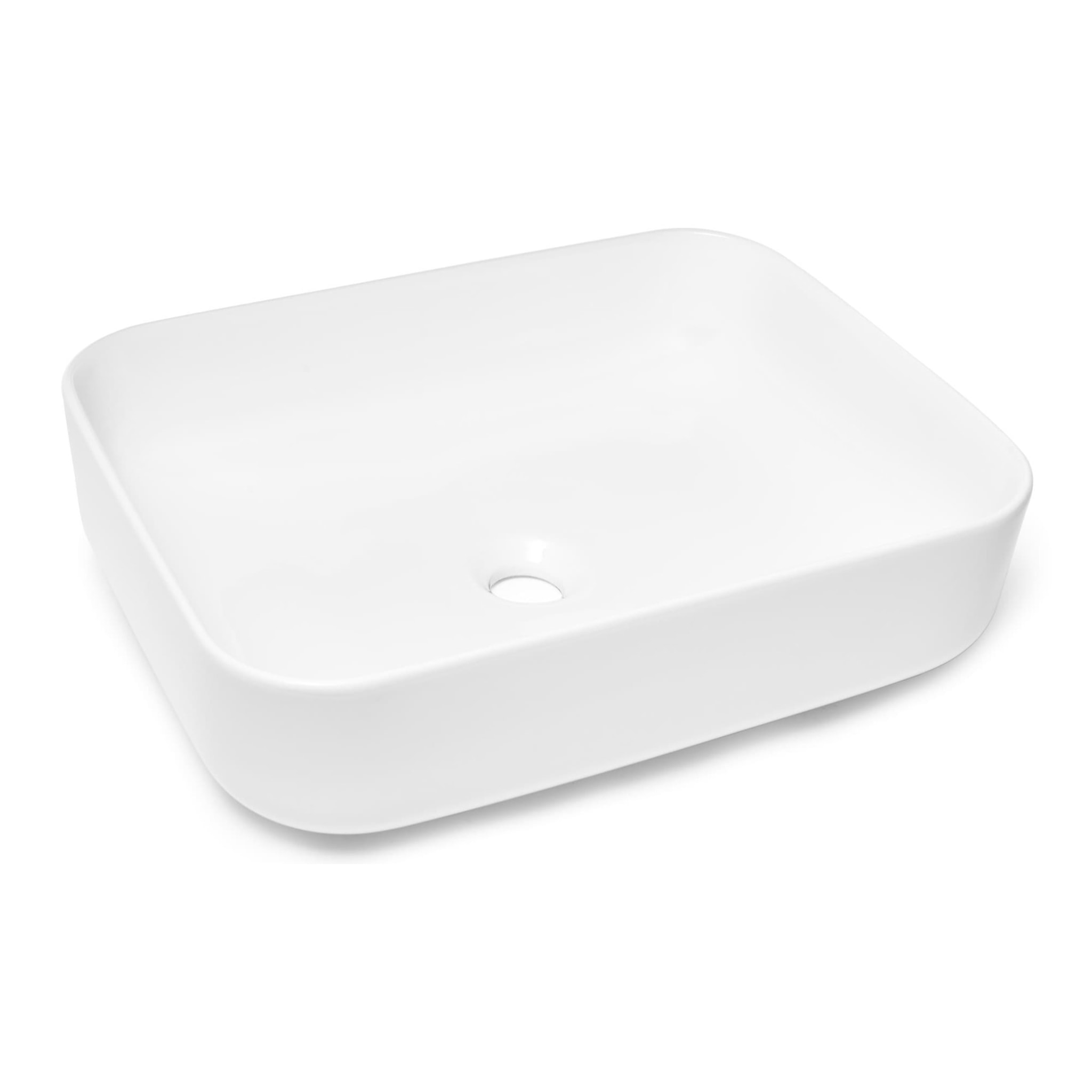 Vasque à poser rectangulaire en céramique 50 x 39 cm - blanc brillant - sans trop-plein - SAT Infinitio