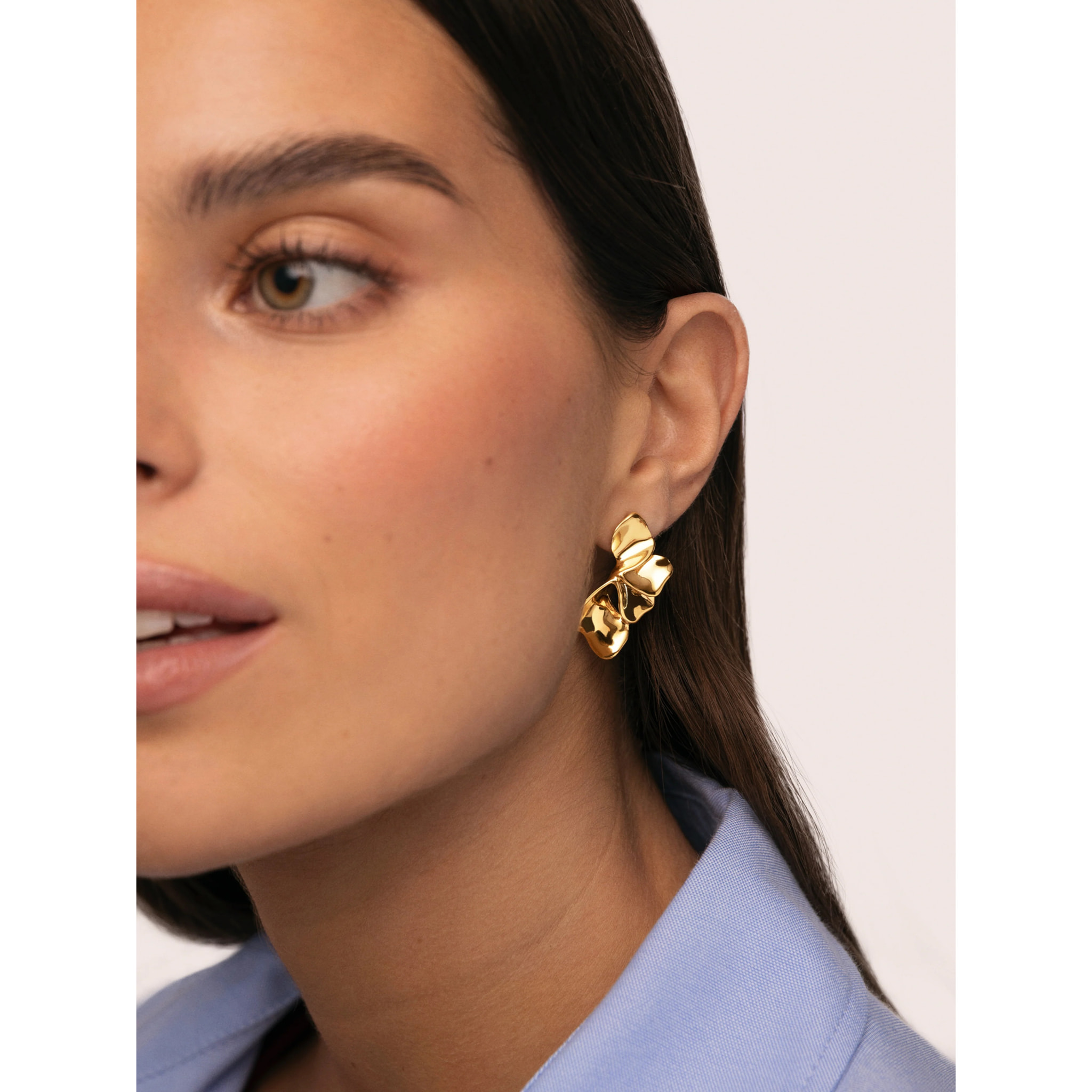 Pendientes Petal Acero Baño Oro