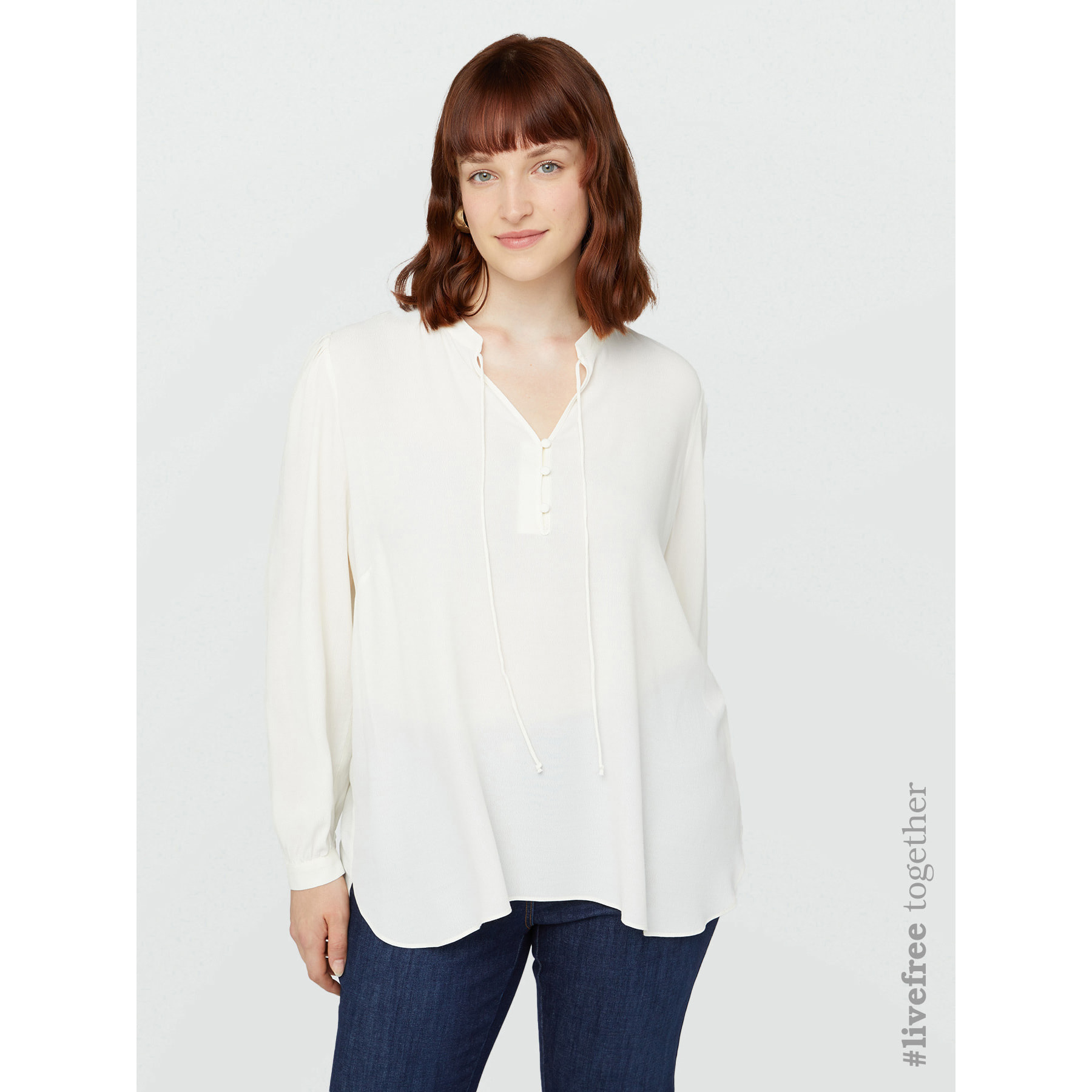 Fiorella Rubino - Blusa in viscosa LENZING™ ECOVERO™ - Bianco