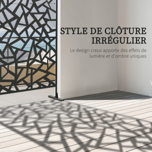 Panneau décoratif extérieur métal - brise vue motif graphique - visserie incluse - dim. 122L x 45l x 198H cm - acier thermolaqué noir