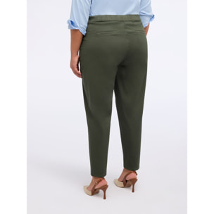Fiorella Rubino - Pantaloni carrot fit in misto cotone - Verde militare