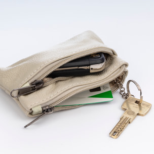 Atrani portamonedas con doble compartimento de piel Dollaro. Llavero interior.