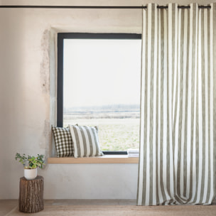 Rideau 100% coton larges rayures LOURMARIN - Kaki