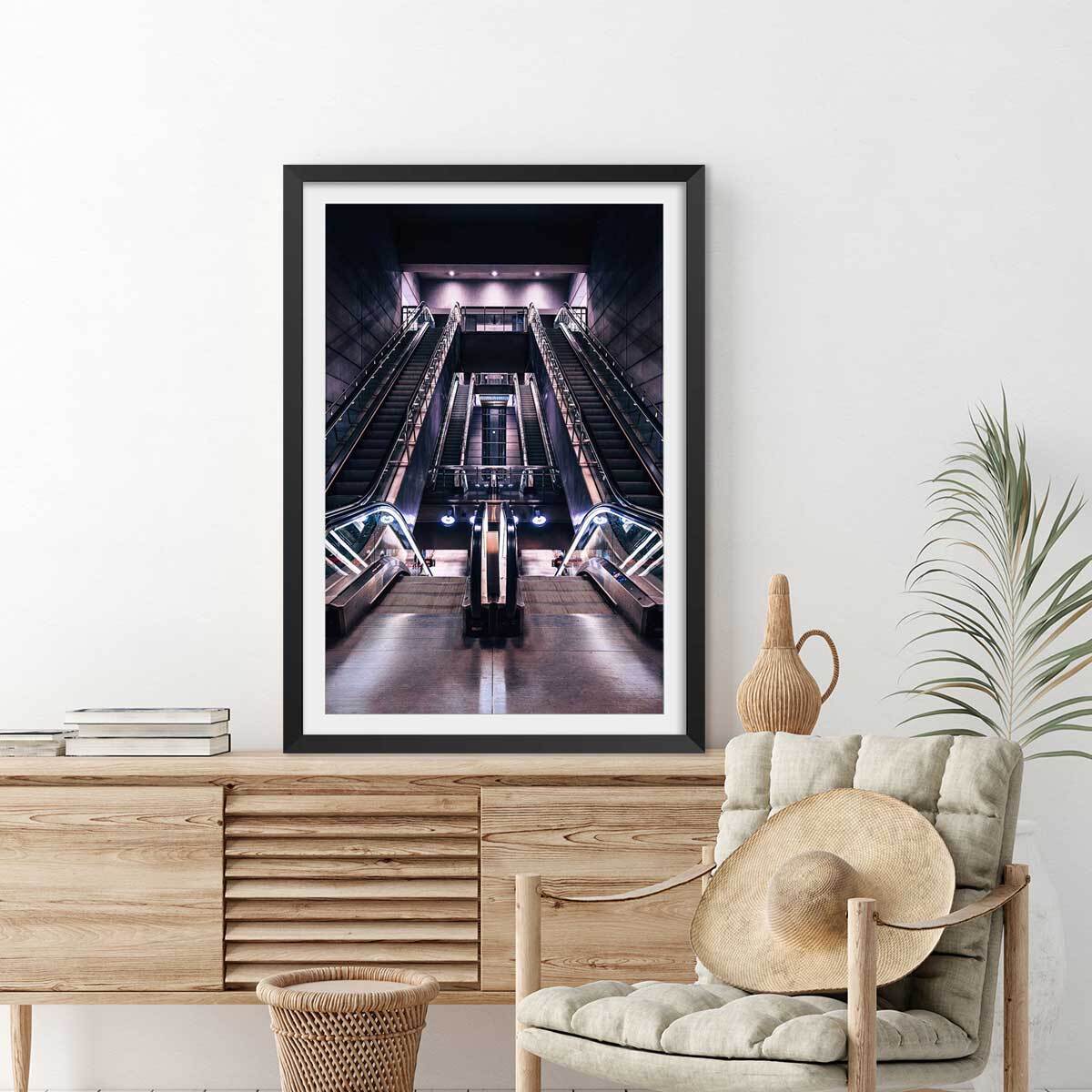 Affiche paris les halles il est 5 heures.. Affiche + cadre en bois - Noir