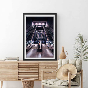 Affiche paris les halles il est 5 heures.. Affiche + cadre en bois - Noir