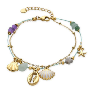 Pulsera con Cristal Multicolor acabado oro 18k