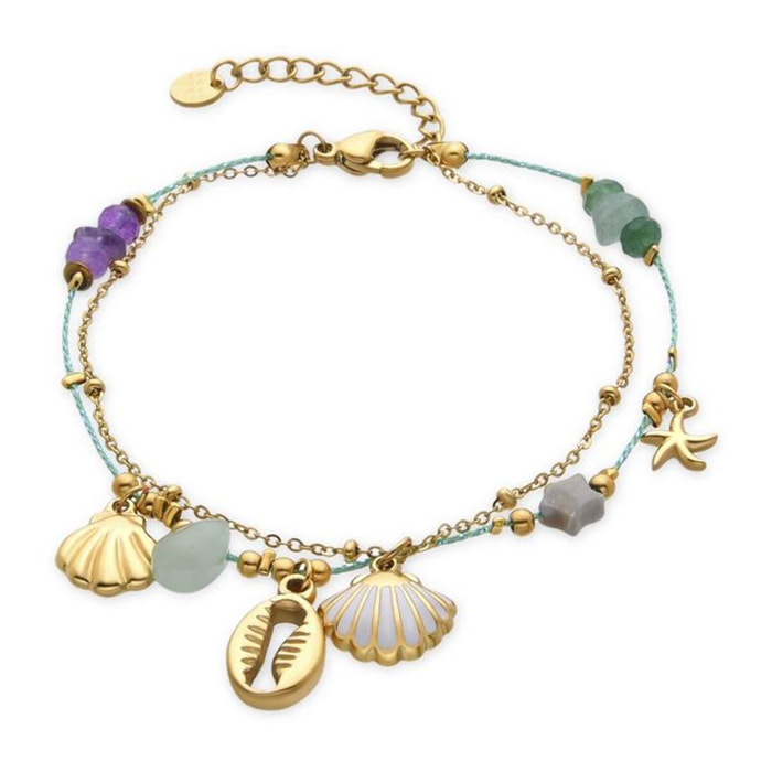 Pulsera con Cristal Multicolor acabado oro 18k