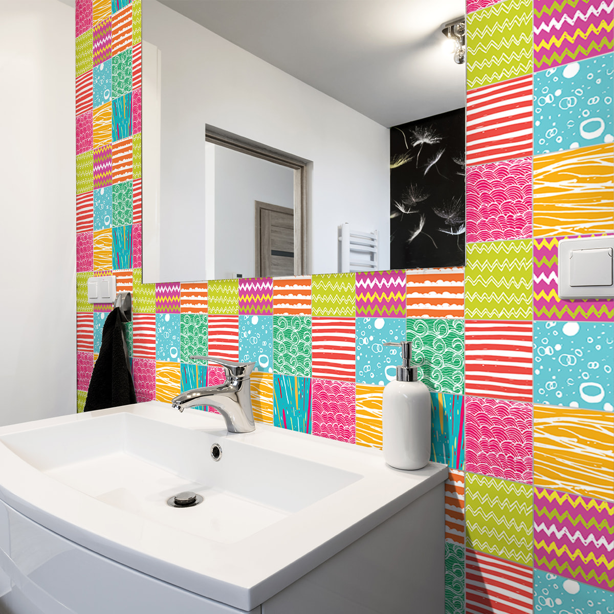 Stickers muraux - Sticker Mural Carrelage adhésif Cuisine Salle de Bain - 30 STICKERS CARREAUX DE CIMENT AZULEJOS BENILDA