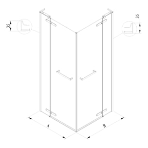 TGD NEW 100x100 cm cabine de douche carrée avec profilé magnétique, verre transparent EasyClean (SATTGDN100100)