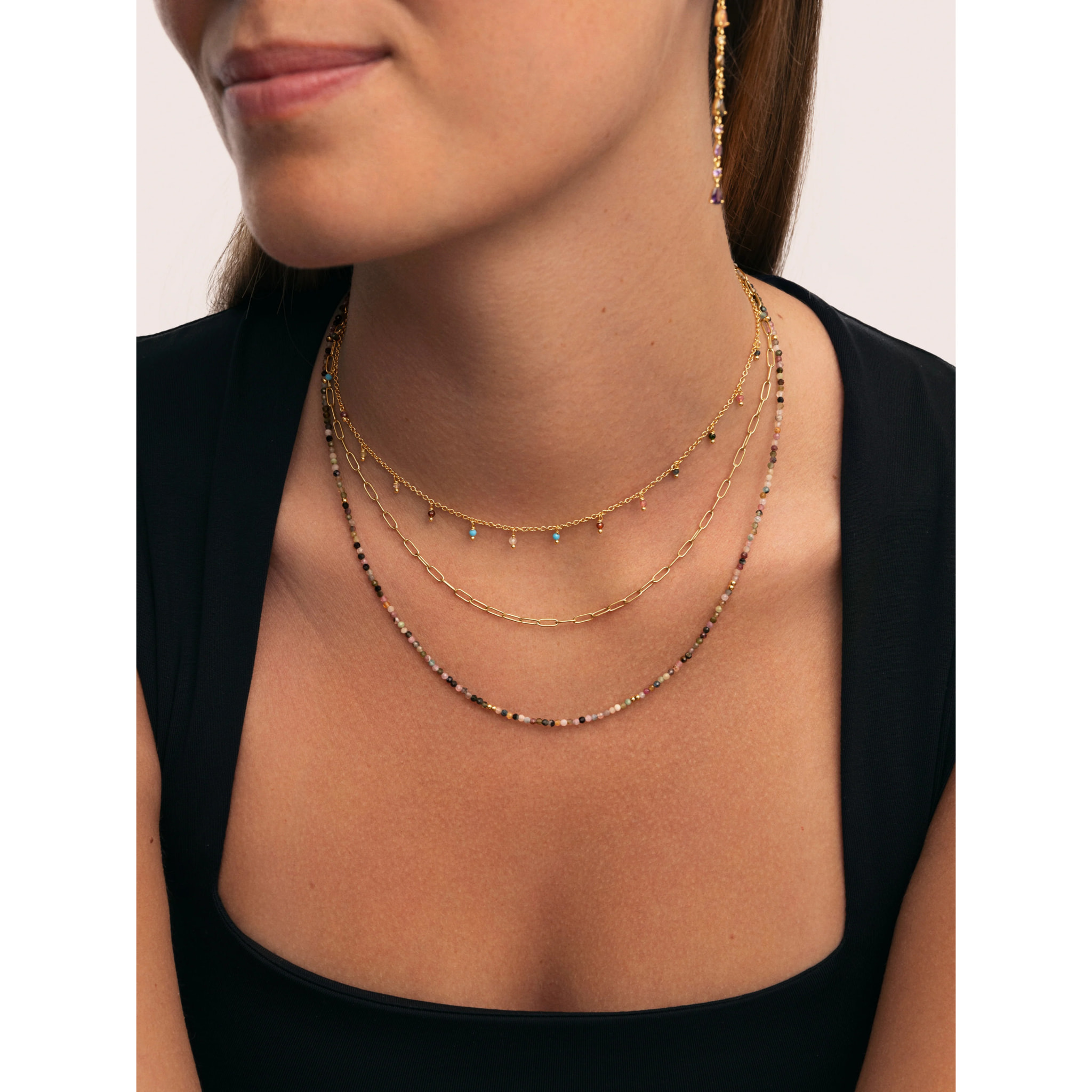 Collar Eloise Long Acero Baño Oro