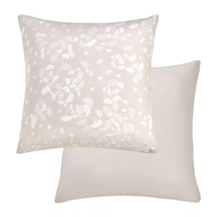 Taie d'oreiller pur coton lavé imprimé beige Souffle de ginkos naturel