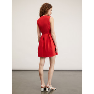 Motivi - Vestido corto con falda de tablas - Rojo