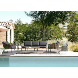 Tavolino ovale da giardino FARO in alluminio antracite verniciato a polvere, 120×75 cm