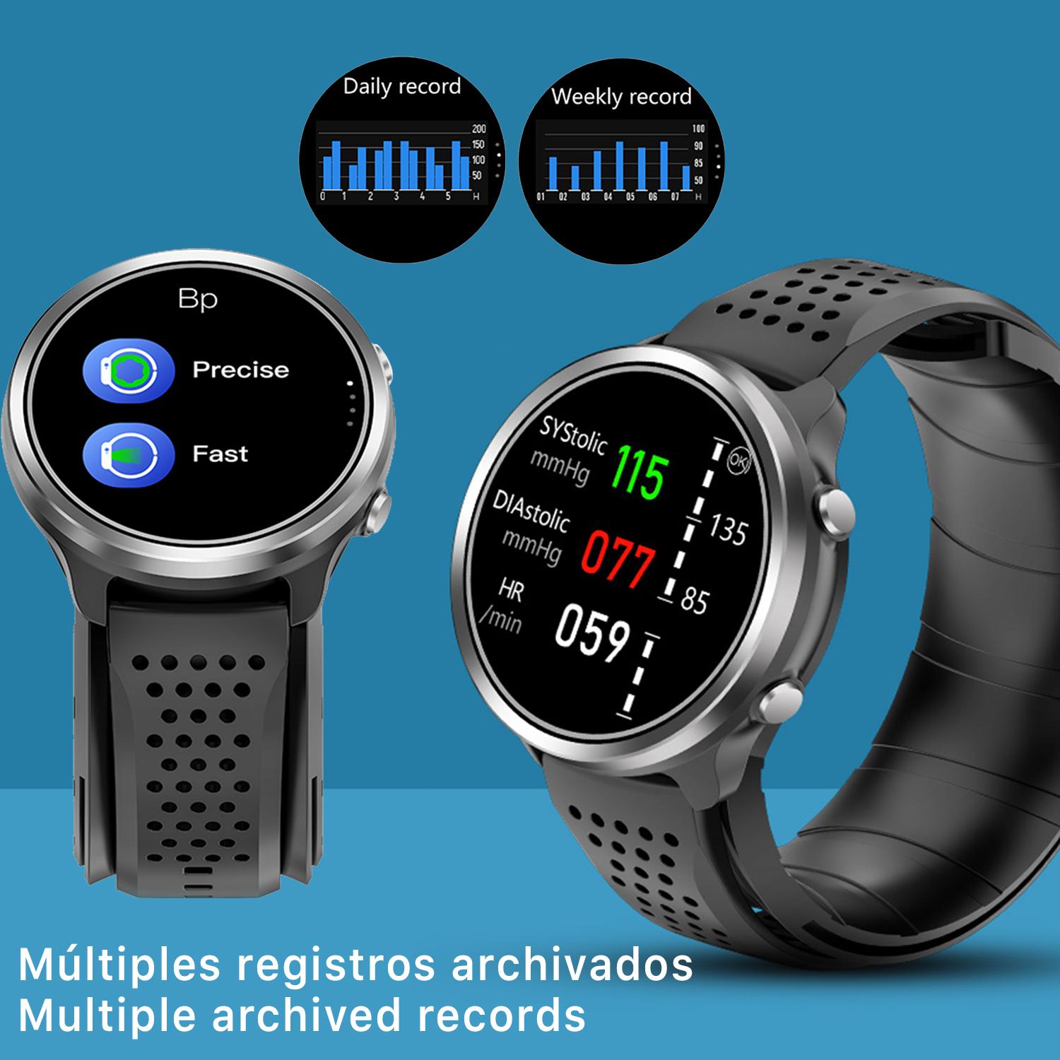 Smartwatch P30 con pompa ad aria e palloncino per il test della pressione sanguigna reale. Termometro corporeo, frequenza respiratoria.