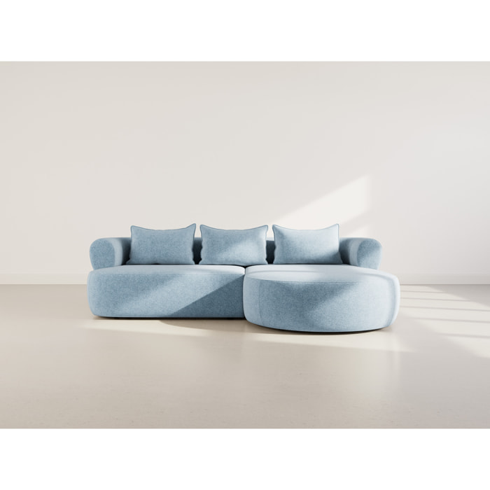 Angela - canapé d'angle droit 4 places en velours texturé - Bleu