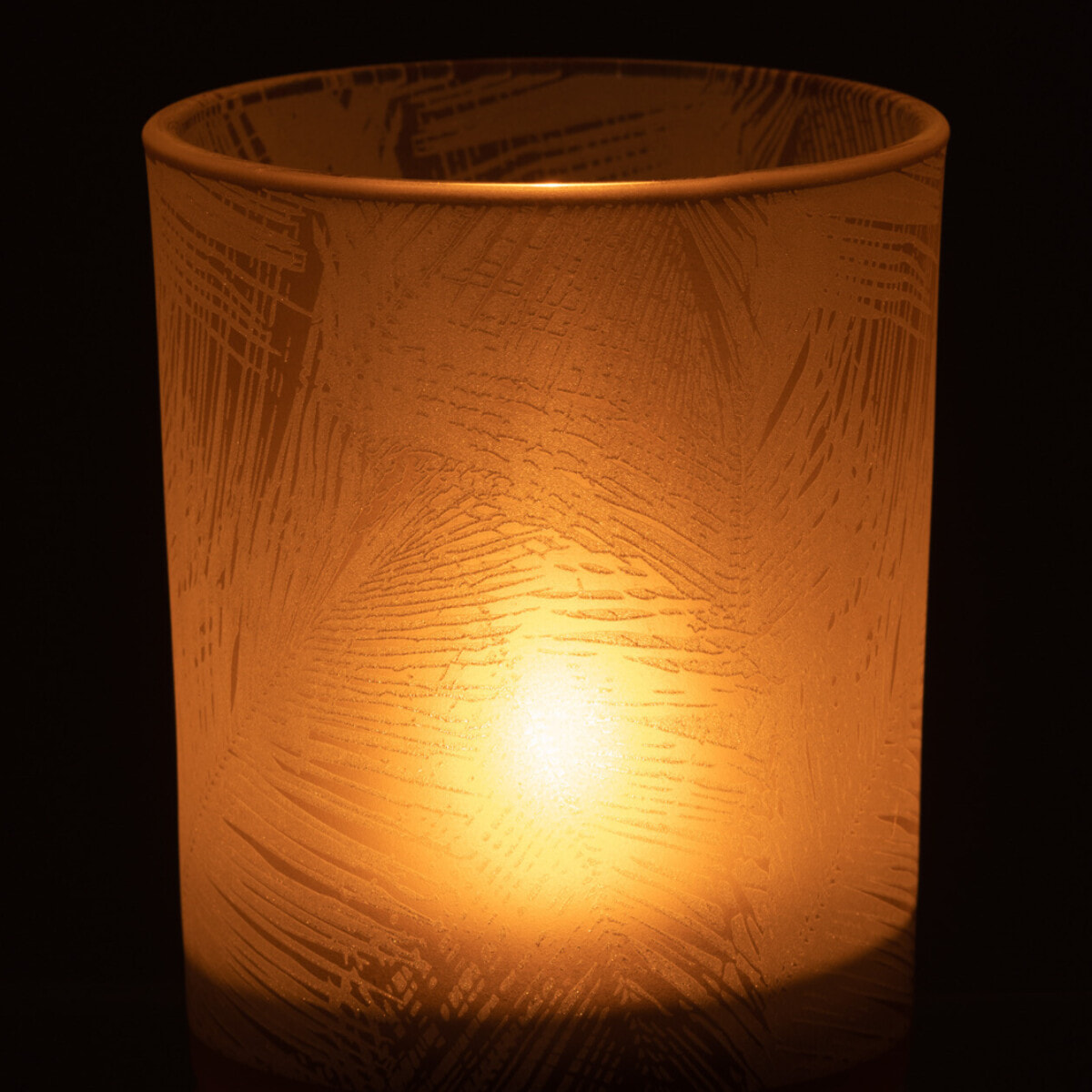 J-Line photophore Feuilles - verre - beige - medium