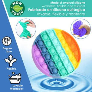 Bubble Pop It giocattolo sensibile antistress, bolle di silicone da spremere e premere. Design quadrato multicolore.