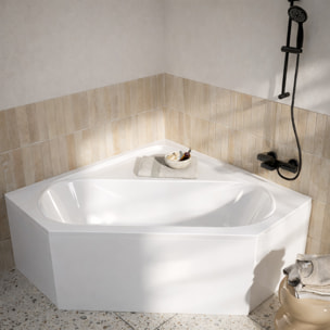 Baignoire d'angle 140x140x54 cm - 100% acrylique blanc brillant