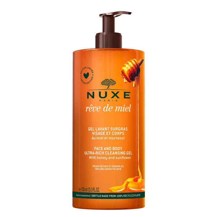 Rêve de Miel - Gel lavant surgras visage et corps - Peaux sèches et sensibles -