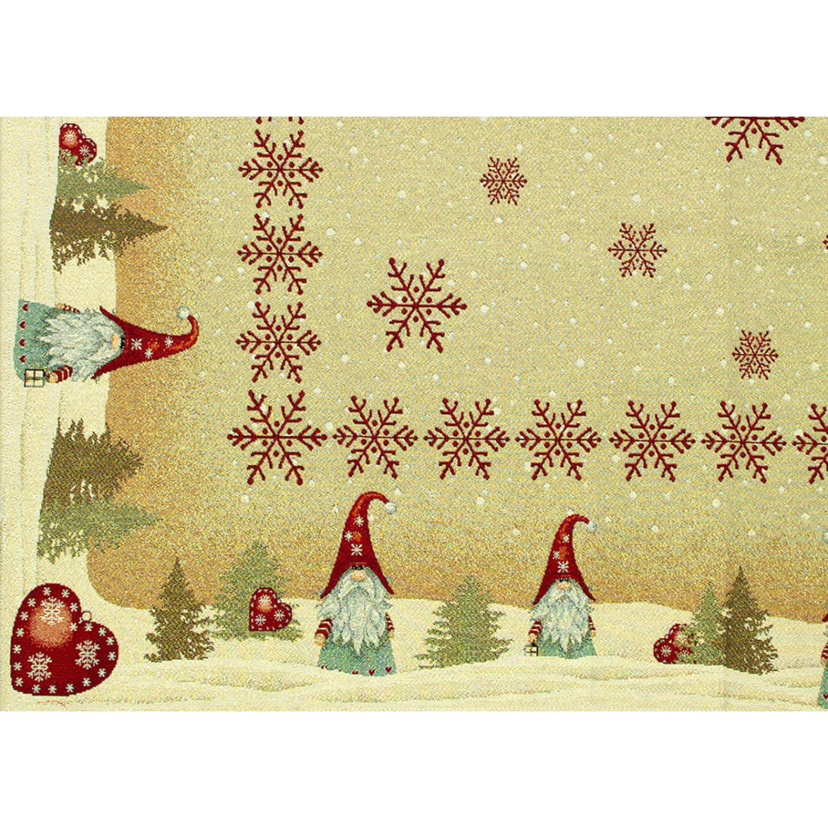 Copritavola Natalizio Tessuto Gobelin Disegno Gnomo Cuore  100*100