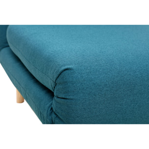 Fauteuil scandinave convertible en tissu bleu canard AMIKO
