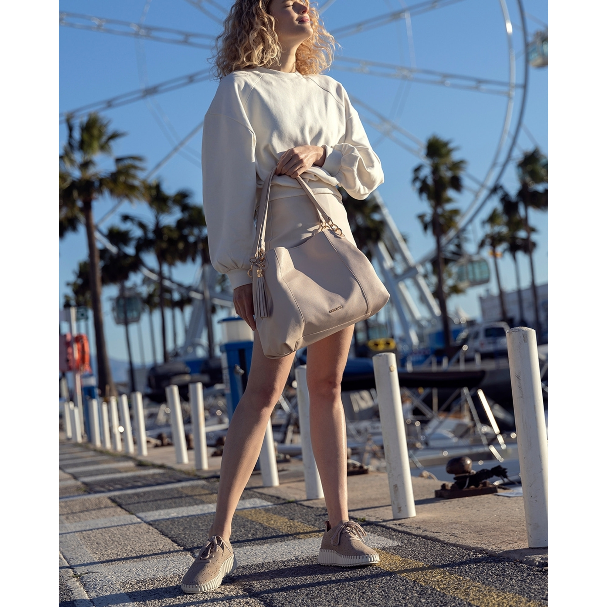 Zapatos de Tejido - Taupe - Tacón: Bajo