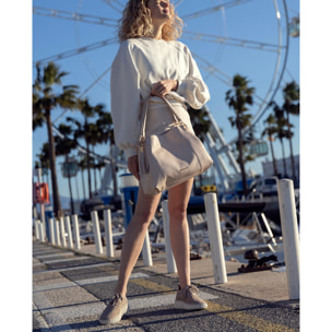 Zapatos de Tejido - Taupe - Tacón: Bajo