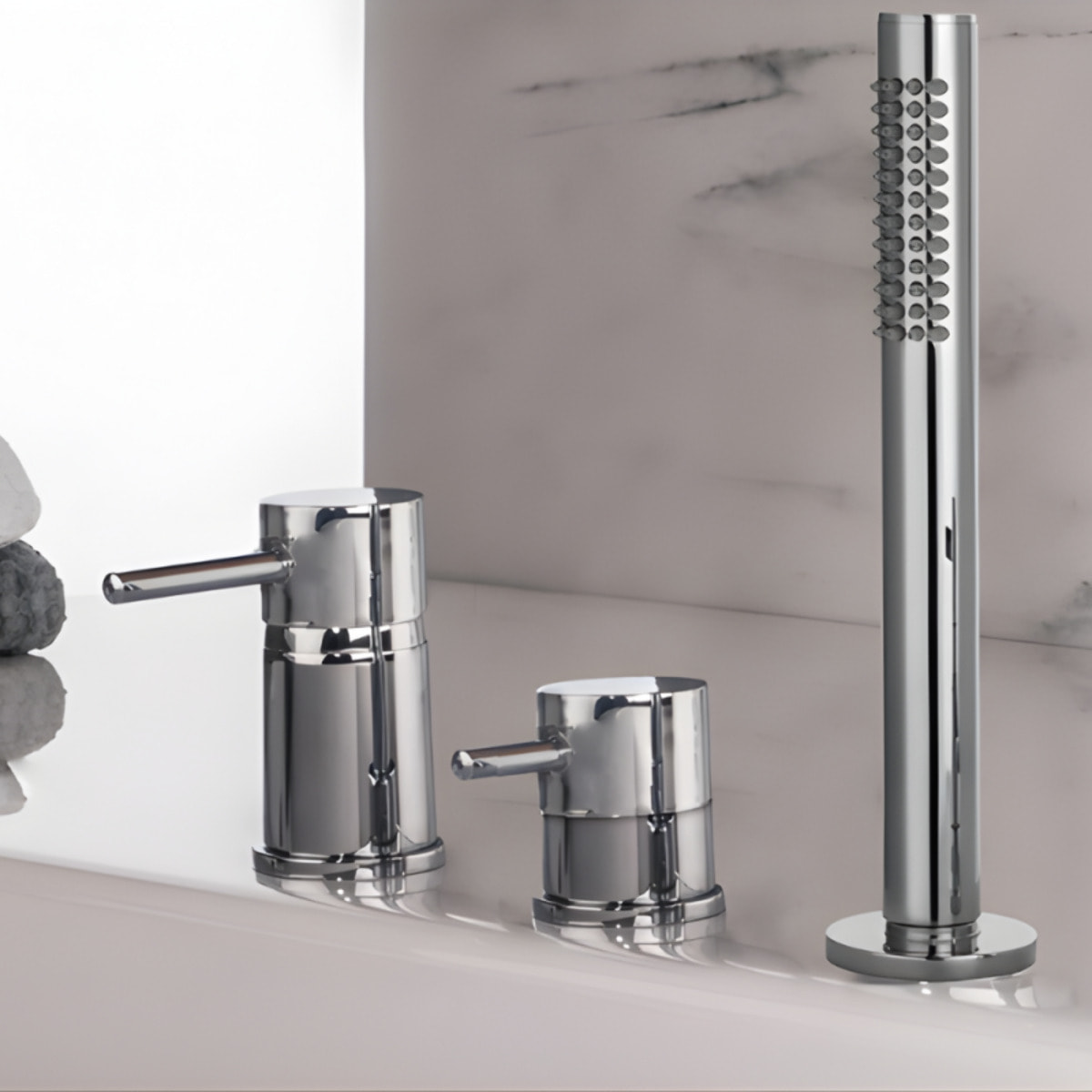 Mitigeur baignoire mécanique 3 trous PAINI Cox pour remplissage par le vidage avec douchette Chromé