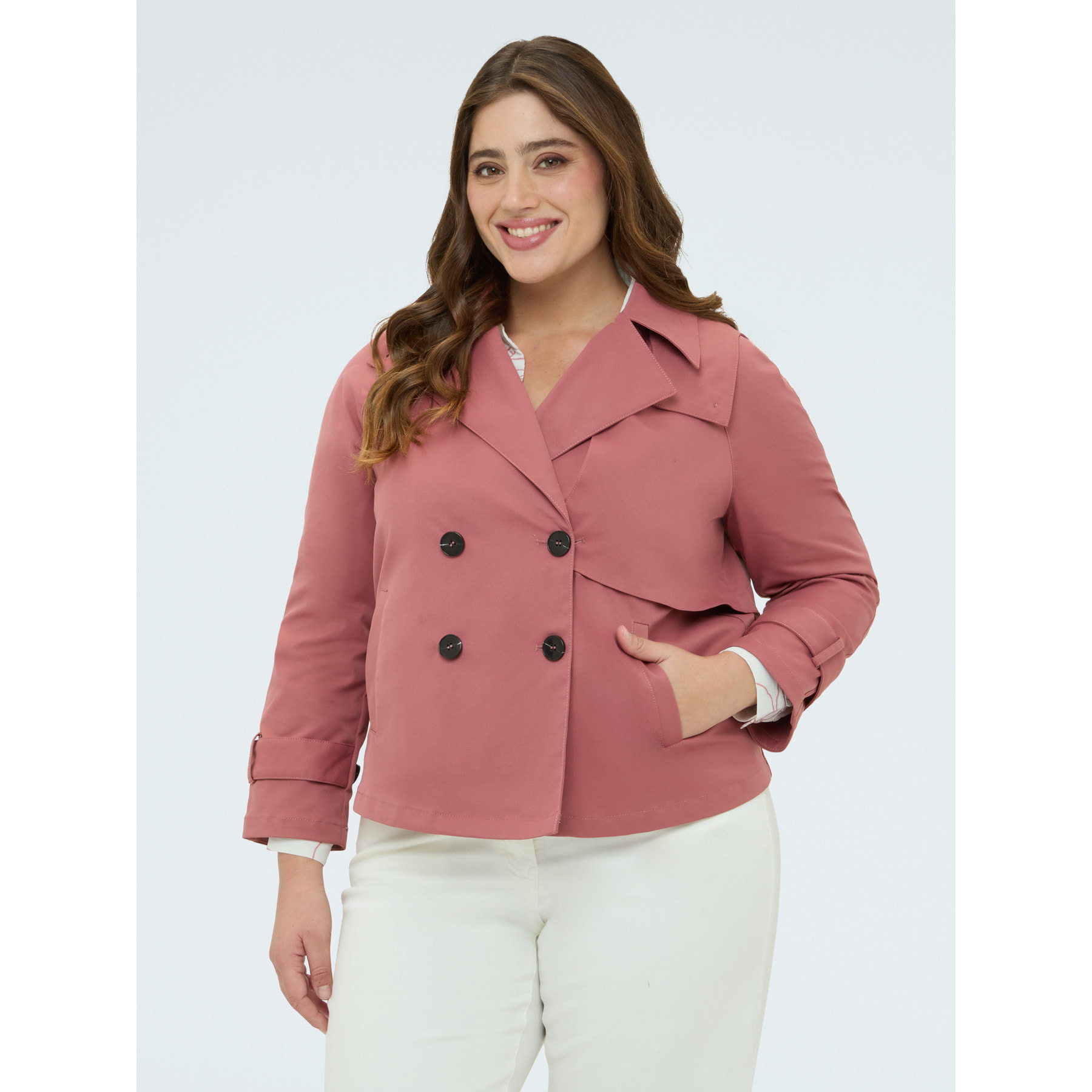 Fiorella Rubino - Gabardina corta cruzada - Rosa