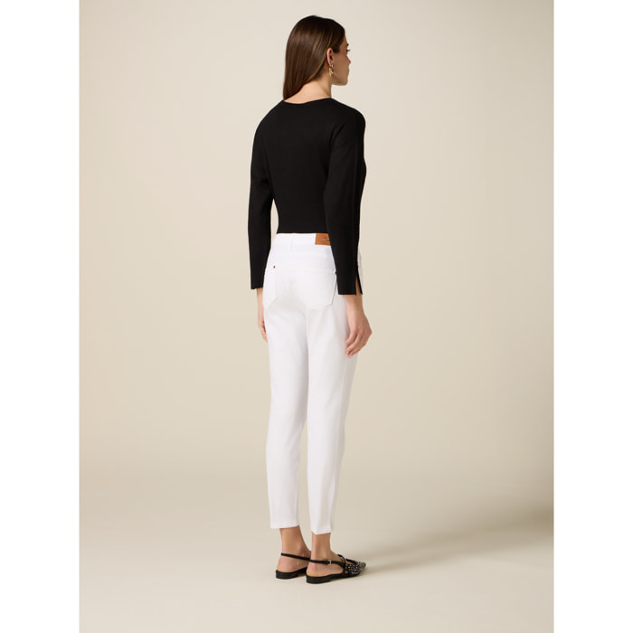 Oltre - Pantalones skinny con cadena metálica - Blanco