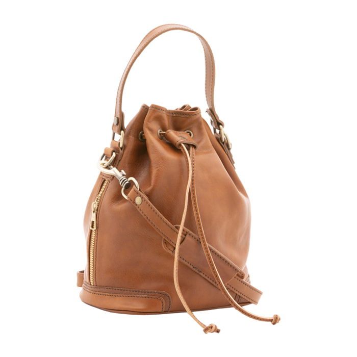 Borsa a secchiello  unisex In Vera pelle Made in Italy 24x30x16 cm