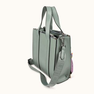 Bolso Crossbody Tote Verde Agua con Charms y Doble Asa CHARMS CROSSBODY TOTE AQUA