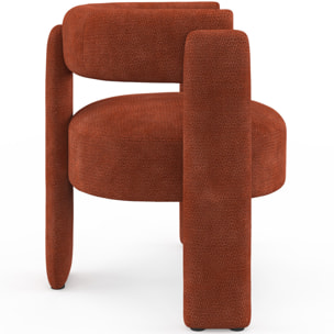 Fauteuil tripode Georges tissu chenille terracotta
