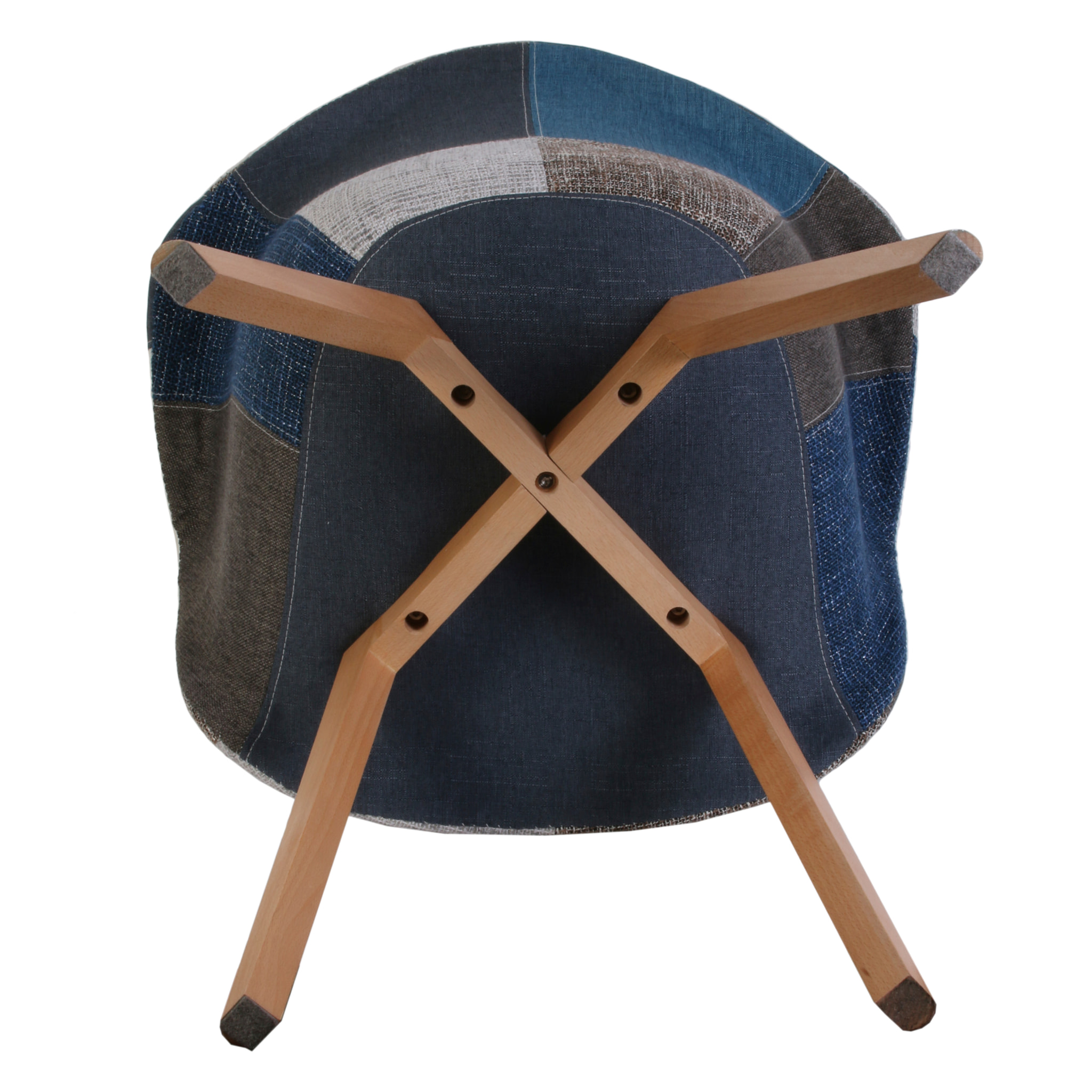 Fauteuil Patchwork Bleu Gris - Lot de 2