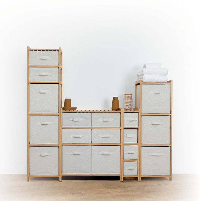 Étagère avec 5 paniers "Tidy box" en bambou marron