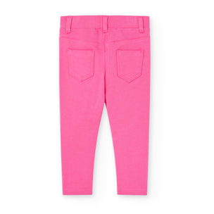 PantalÃ³n elÃ¡stico para niÃ±a en felpa lisa, color rosa