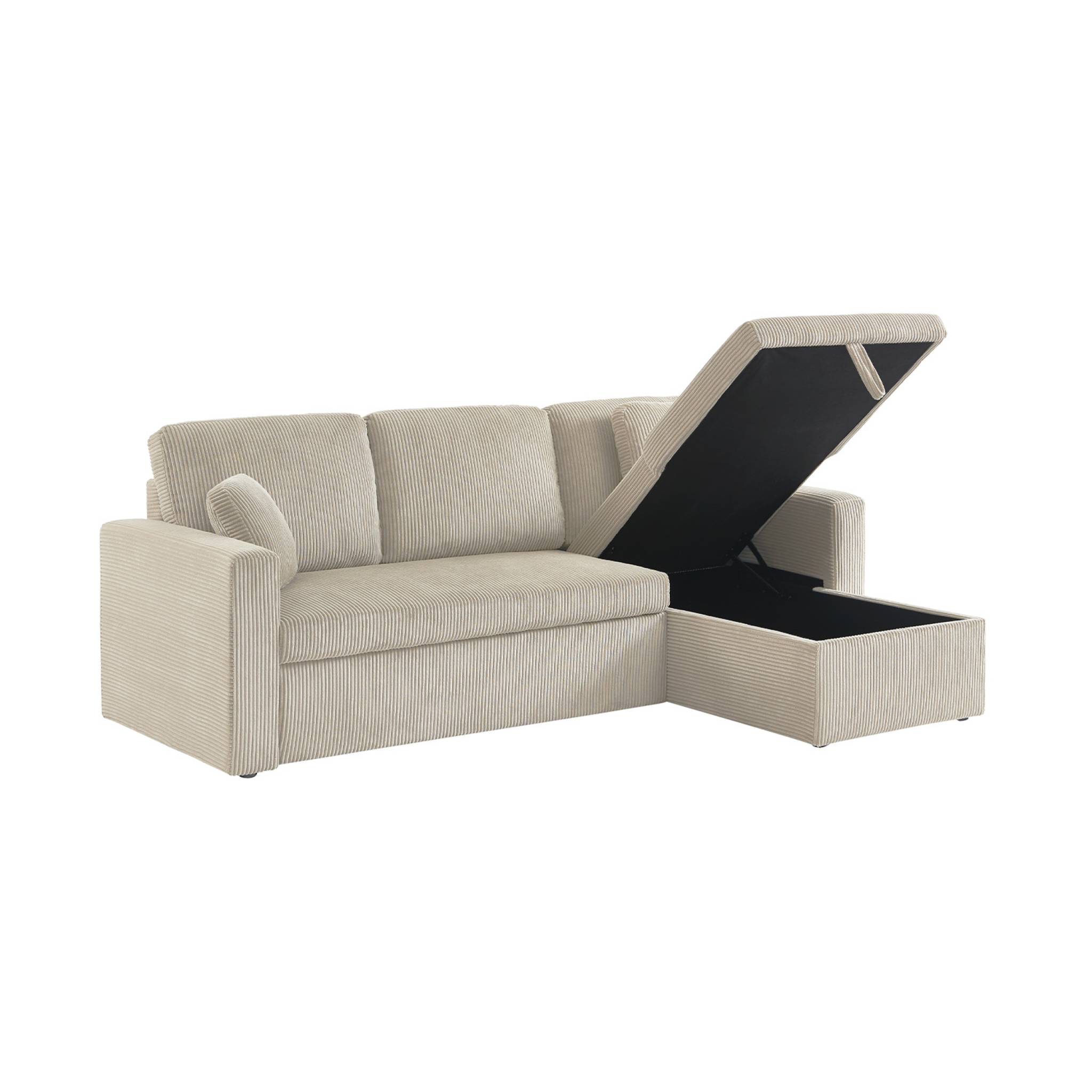 Canapé d'angle convertible réversible 3 places velours côtelé grosse côte IDA