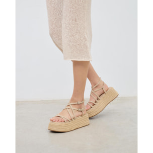Sandalias de plataforma Zahara Beige 7 cm