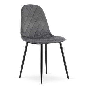 Sedia Asti in velluto grigio scuro con gambe in metallo