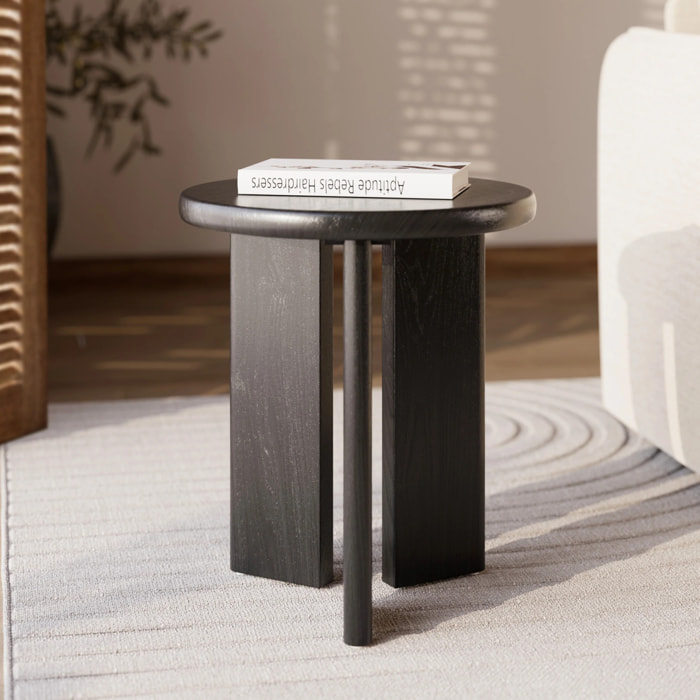 Table d'appoint ronde en bois noir D40 cm - Néa