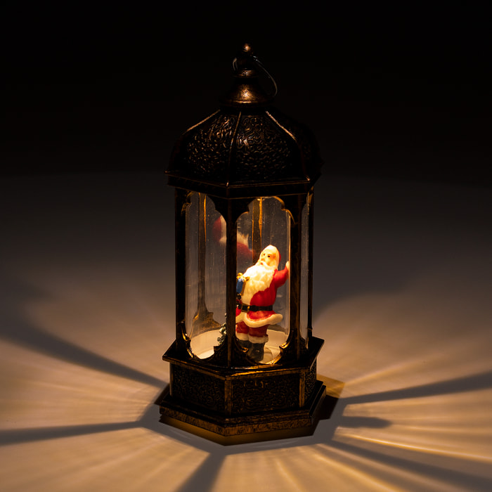 Candela di Natale con luce ed effetto neve di 14 cm. Design Babbo Natale.