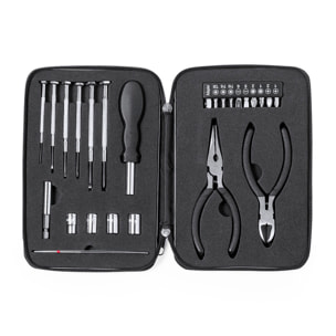 Set de herramientas Ambery con 25 accesorios en estuche de aluminio.
