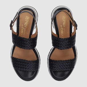 Sandalias de Piel - Negro - Tacón: 4 cm