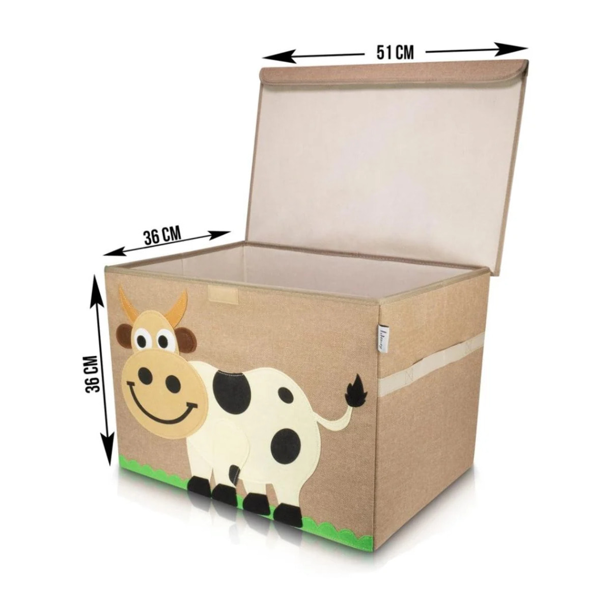 Boîte de rangement en tissu pour enfant "Vache" avec couvercle Lifeney