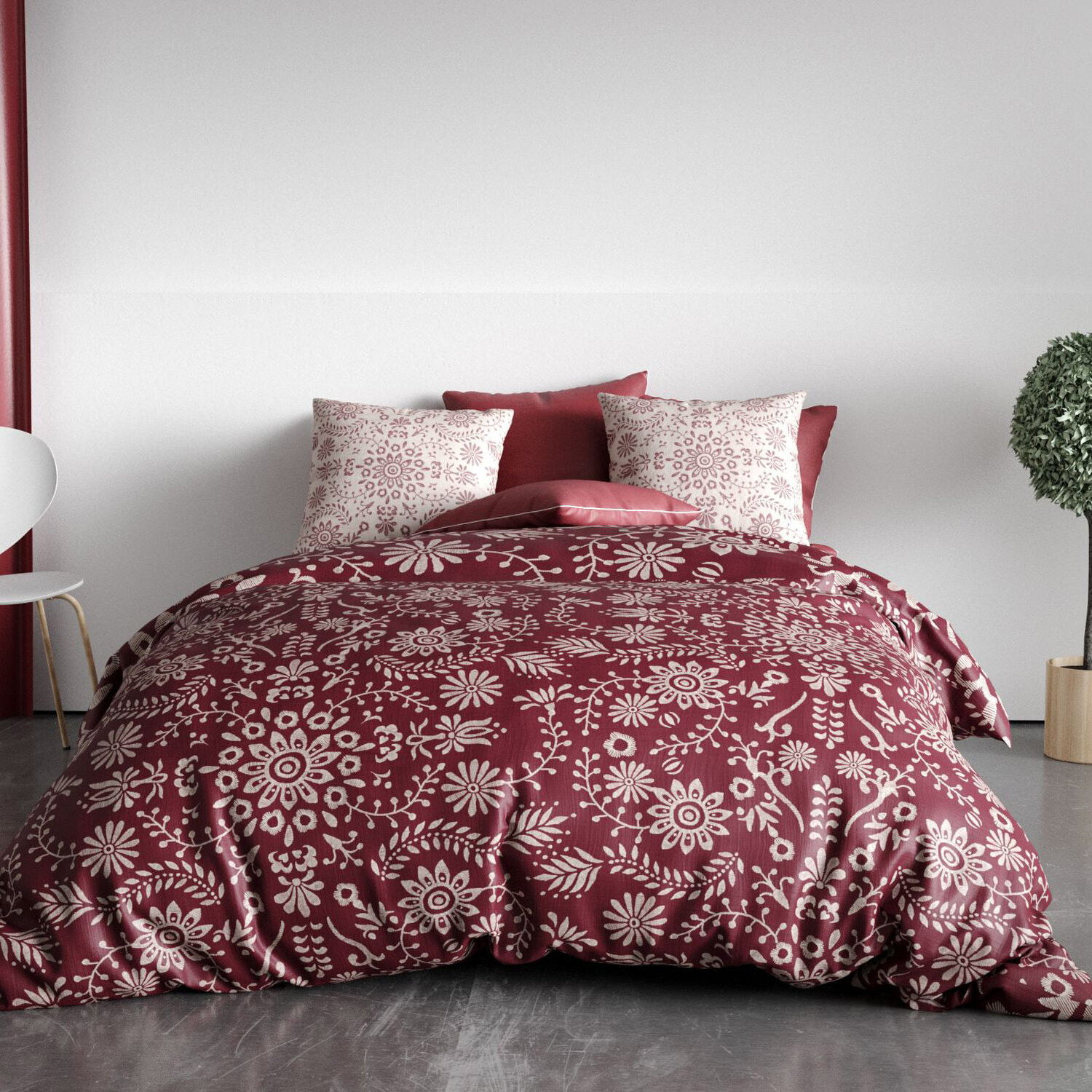 Parure housse de couette 3pcs avec taies oreiller 100% coton bio 57fils vishka
