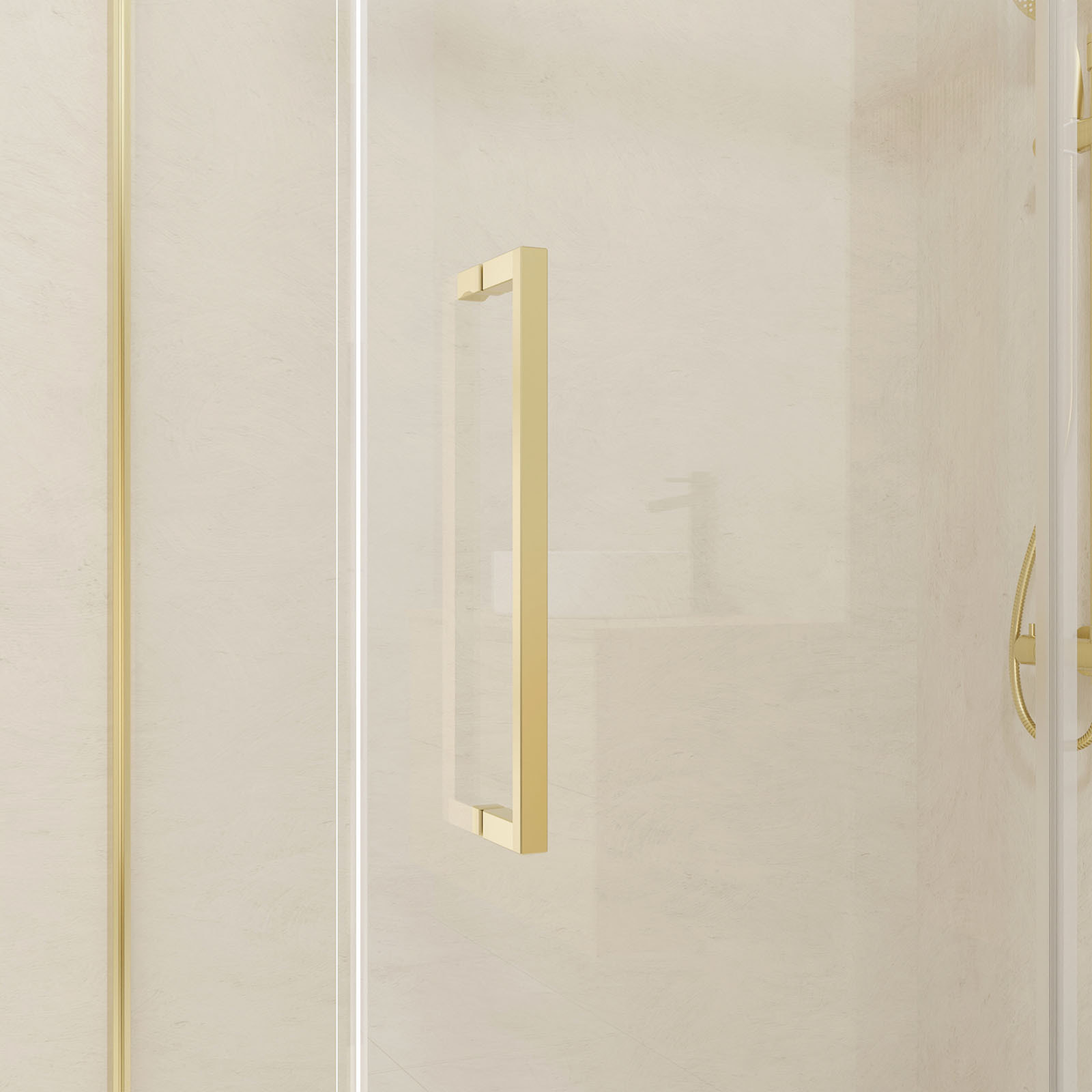 Pack Porte de Douche Coulissante 140x200cm et Retour 80cm - Or Doré Brossé et Verre trempé 6mm