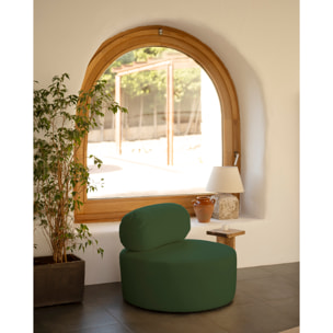 Fauteuil en bouclé rond couleur vert de 91x71cm Hauteur: 71 Longueur: 91 Largeur: 91
