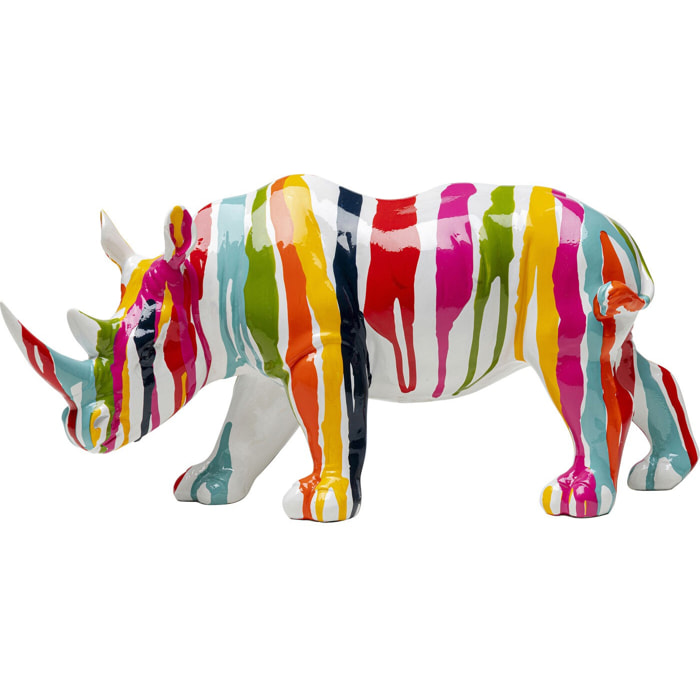 Déco rhino blanc coulées de peinture Kare Design