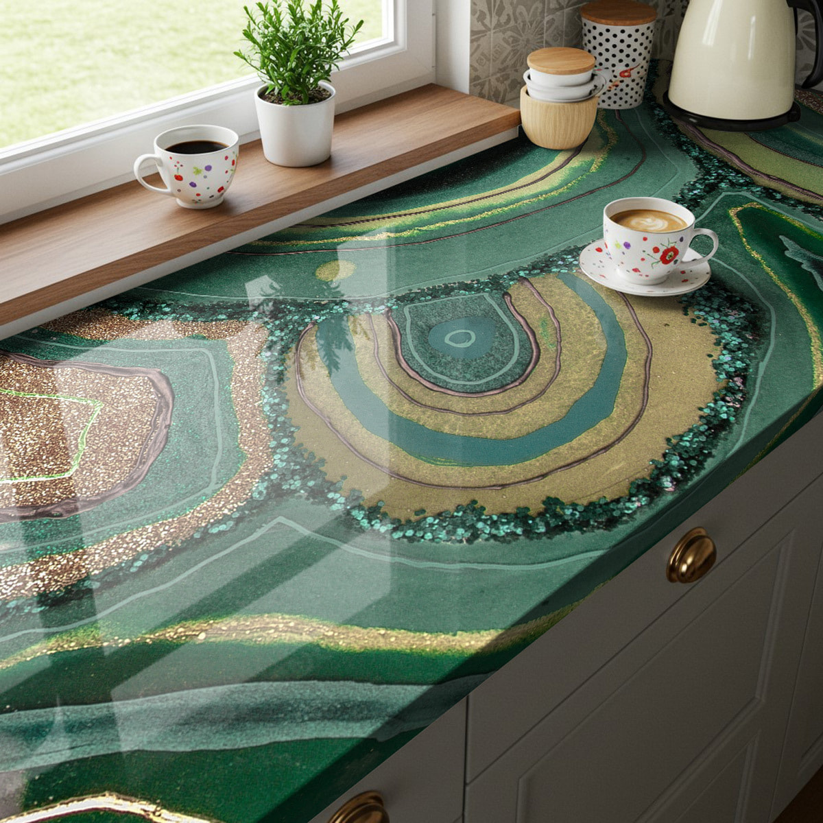 Rouleau revêtement adhésif imperméable - Sticker lavable plan de travail - ÉPOXY TUNDRA