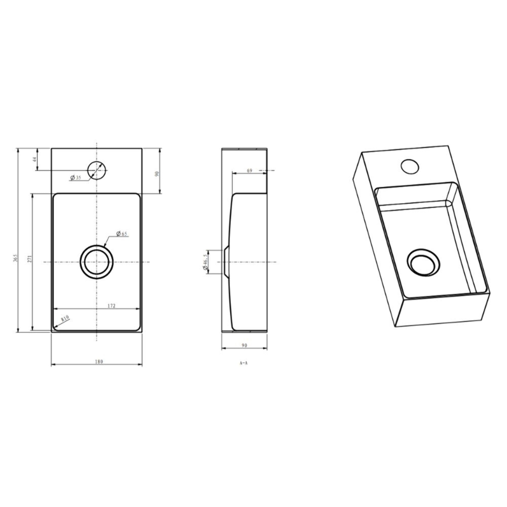 Aurum Lave mains en Acier Inoxydable 304, 36x18x9cm, Or brossé PVD (SATAUR3618BG)